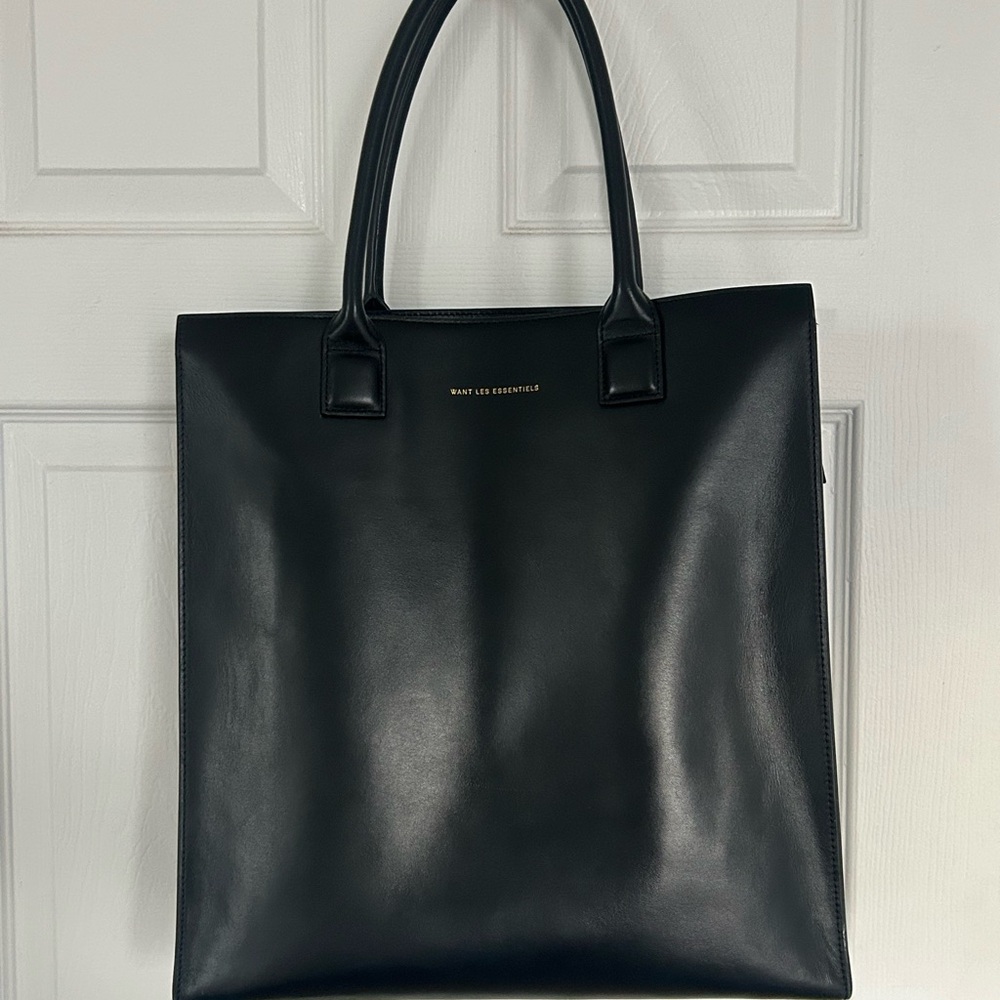 WANT Les Essentiels Black Smooth Leather Vertical Tote